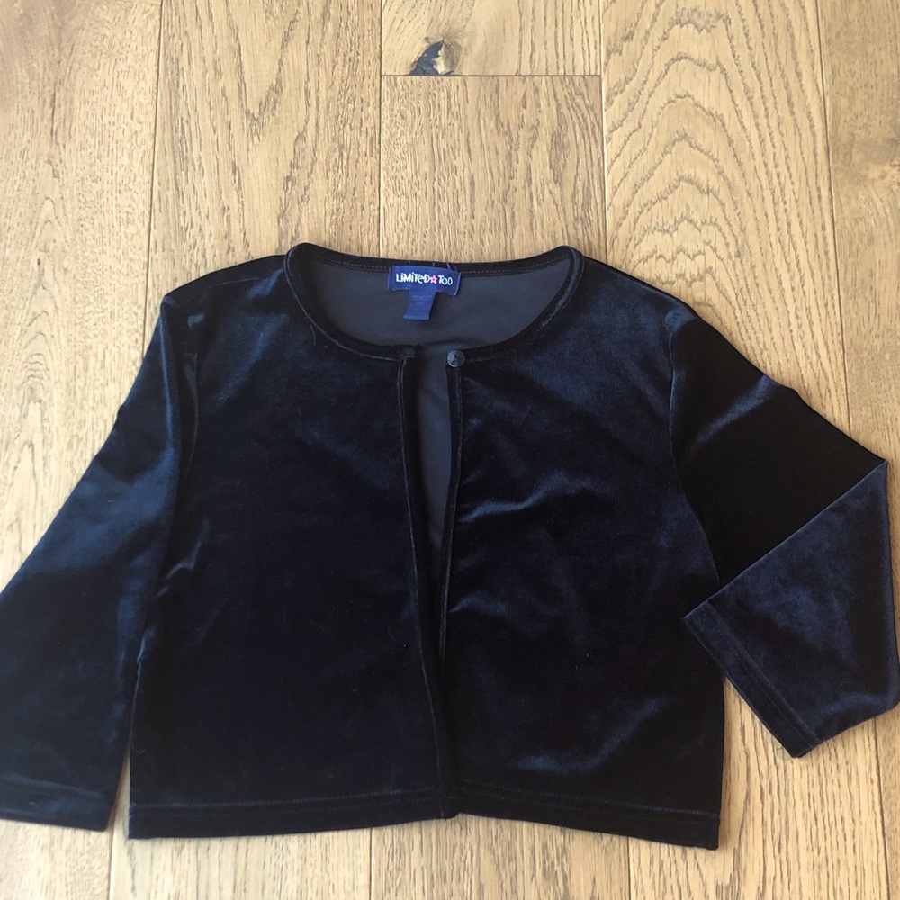 Kids Black Velvet Crop Sweater